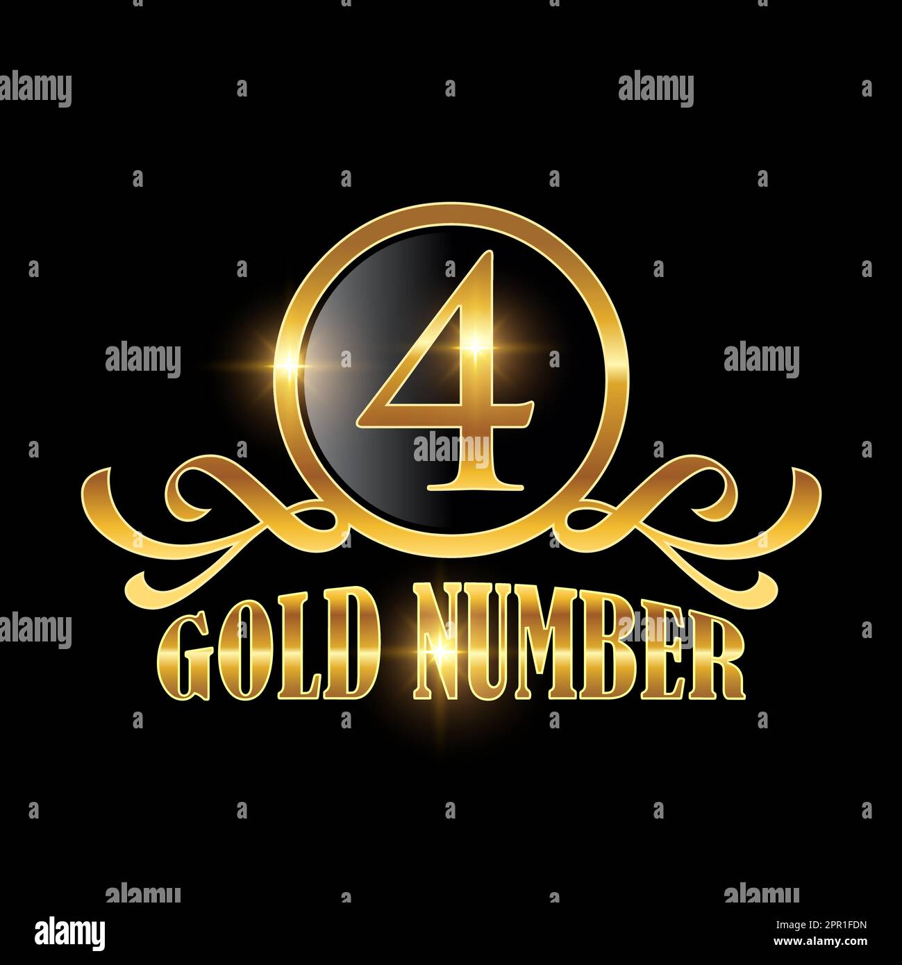 Golden Number 4 Logo Vector Sign Illustrazione Vettoriale