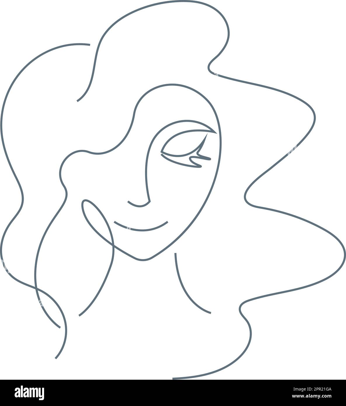 Donna linea viso arte icona design Illustrazione Vettoriale