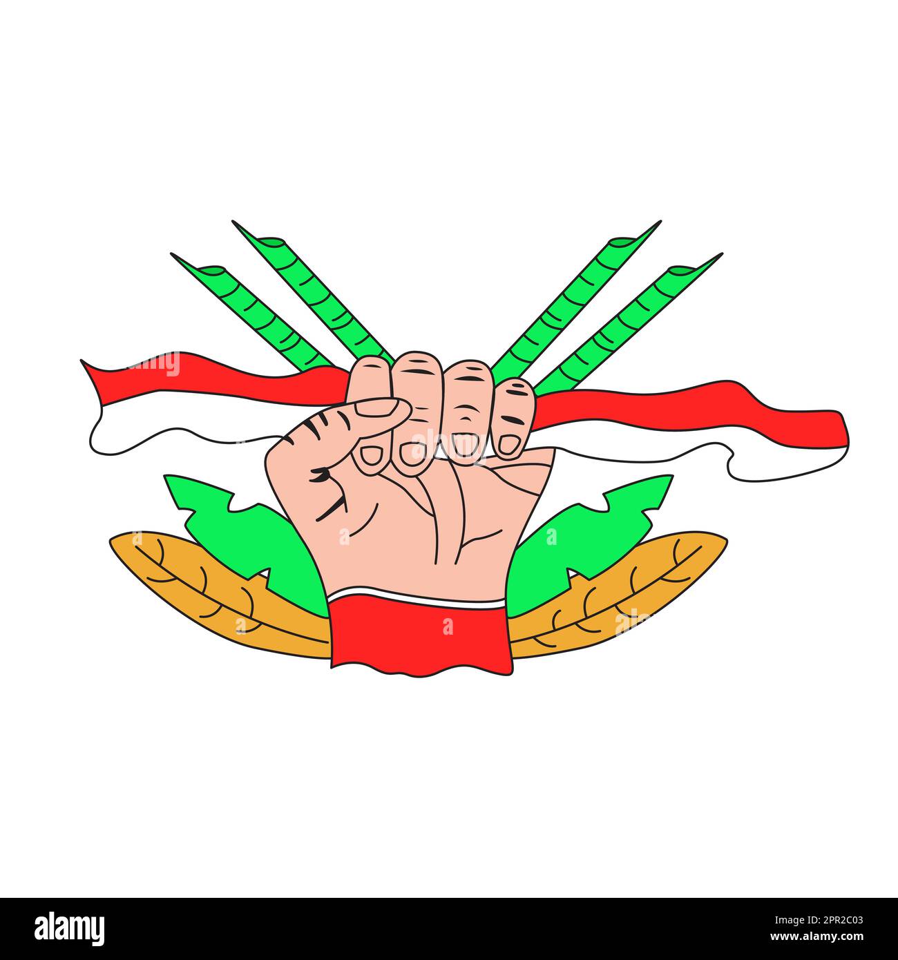 Vettore a mano che cattura bandiera bianca commemorando il 17th agosto 1945 Illustrazione Vettoriale