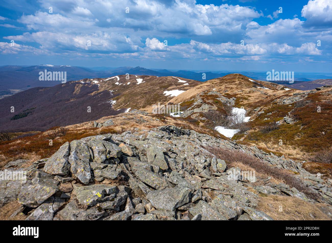 Monte Tarnica e Szeroki Wierch, Parco Nazionale Bieszczady, Polonia. Foto Stock