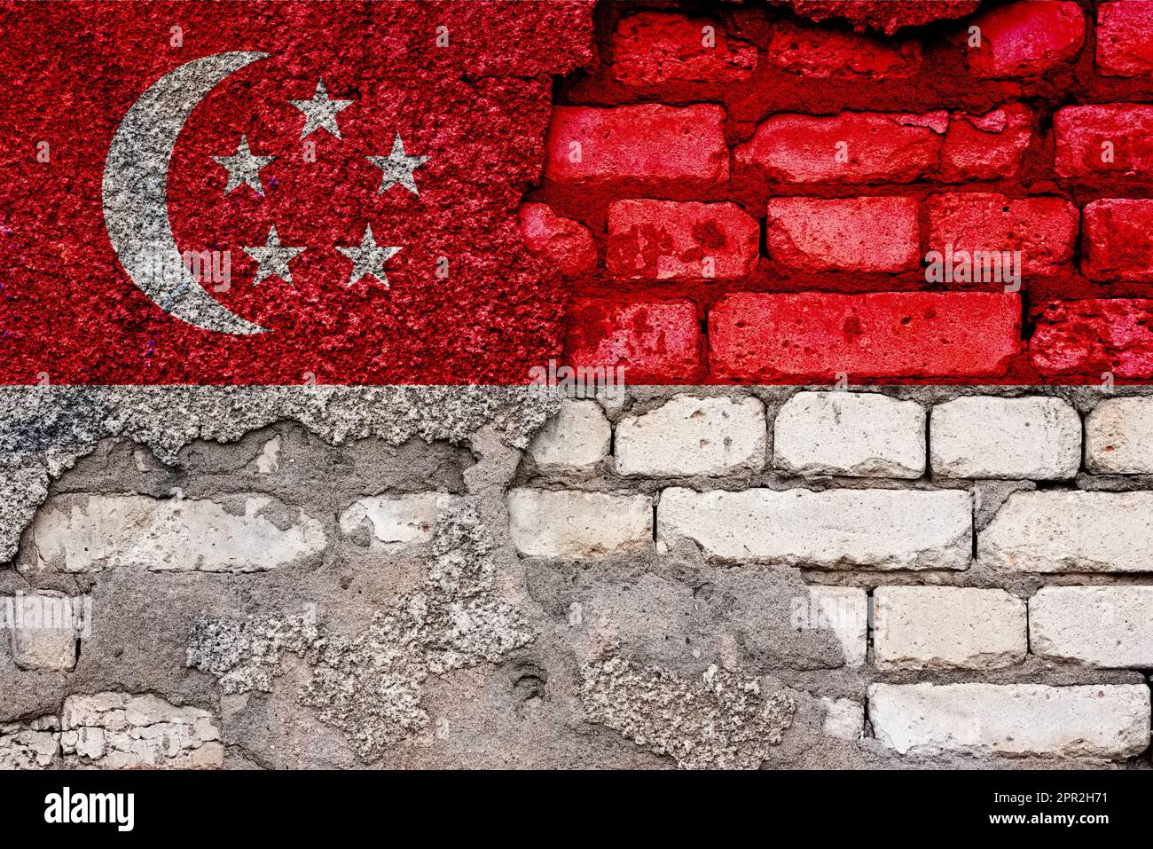 Bandiera della repubblica parlamentare unitaria di Singapore Foto Stock