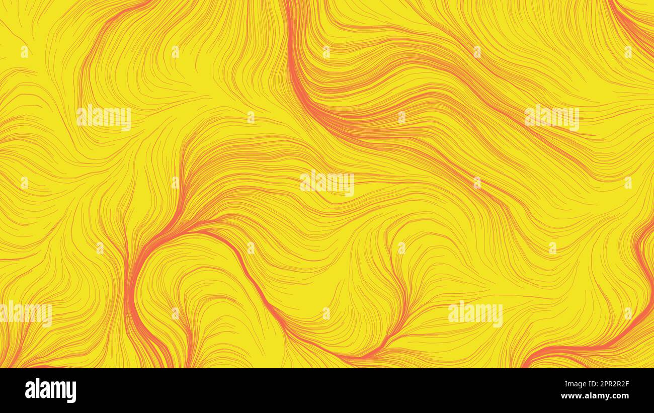 Sfondo giallo concetto astratto. Design d'arte digitale. Sfondo a righe moderne. Strisce ondulate colore rosa e giallo su texture brillante. Foto Stock