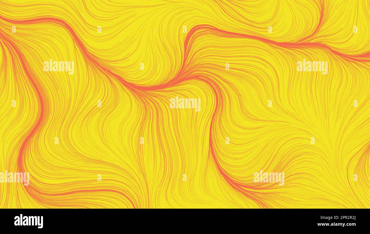 Sfondo giallo concetto astratto. Design d'arte digitale. Sfondo a righe moderne. Strisce ondulate colore rosa e giallo su texture brillante. Foto Stock