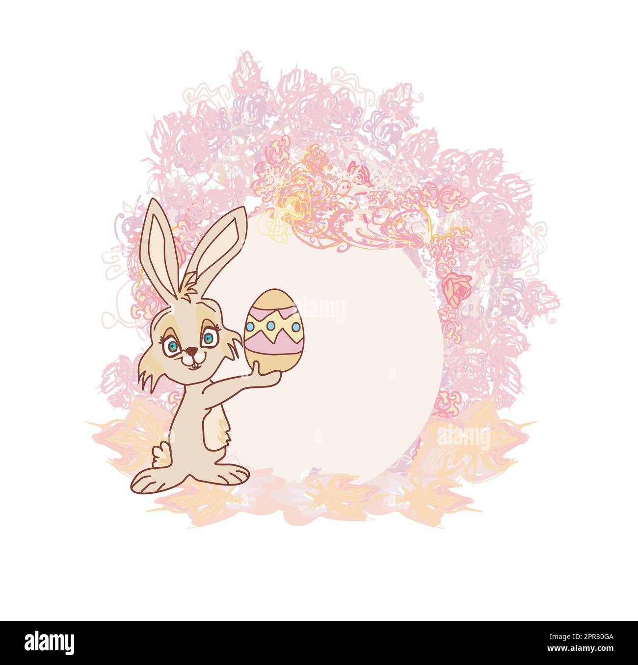 Illustrazione di felice coniglietto di Pasqua che porta uovo Illustrazione Vettoriale