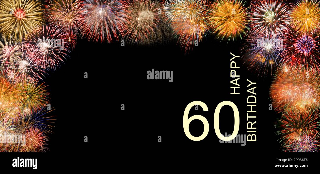 champagne e fuochi d'artificio al 60th° compleanno Foto Stock