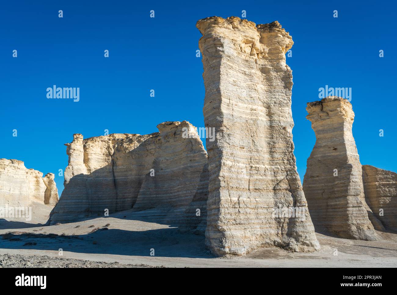Monument Rocks, grandi formazioni di gesso in Kansas Foto Stock
