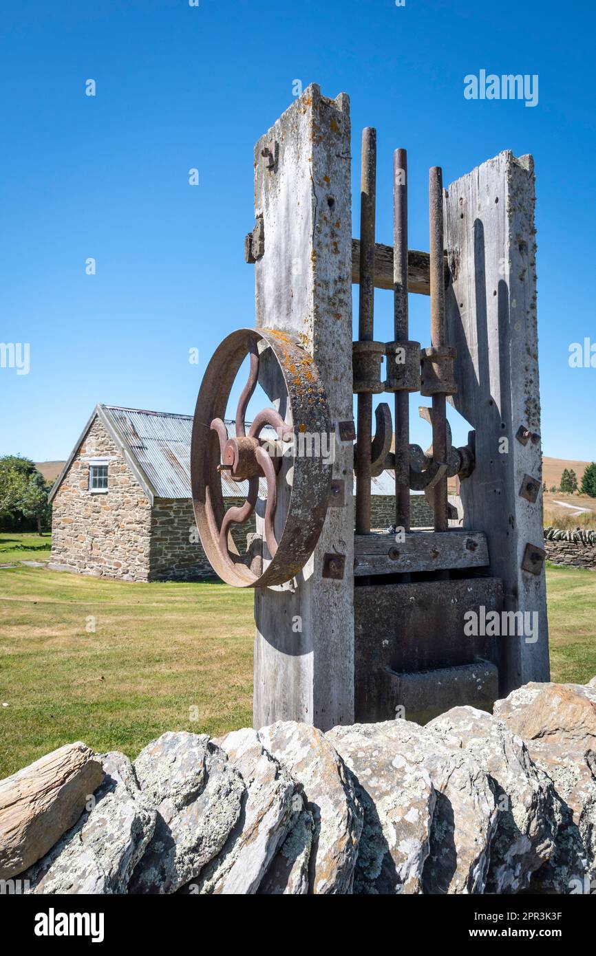 Batteria oro Stamper, Macraes, Nord Otago, Isola del Sud, Nuova Zelanda Foto Stock