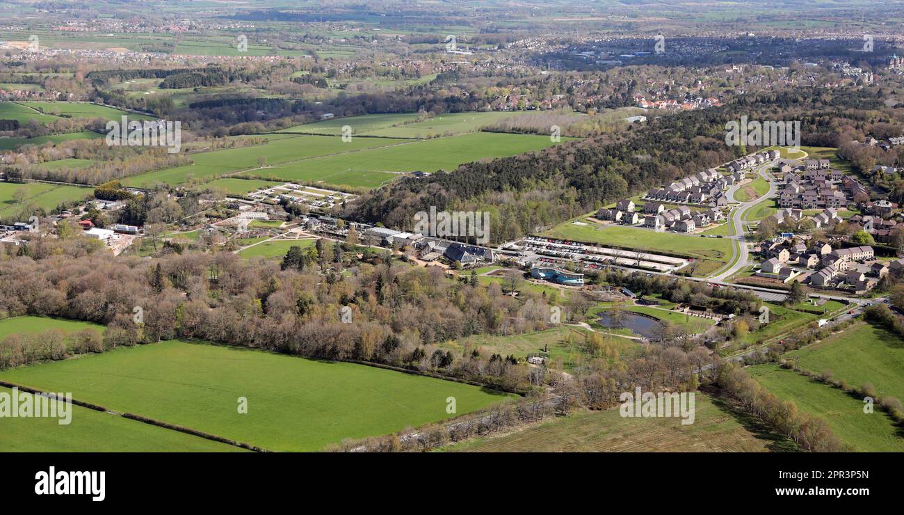 Vista aerea di RHS Garden Harlow Carr, Harrogate, North Yorkshire Foto Stock