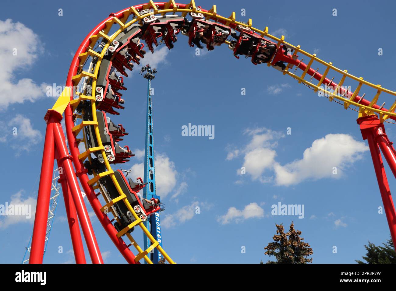 Montagne russe Boomerang al parco divertimenti prater di Vienna Foto Stock