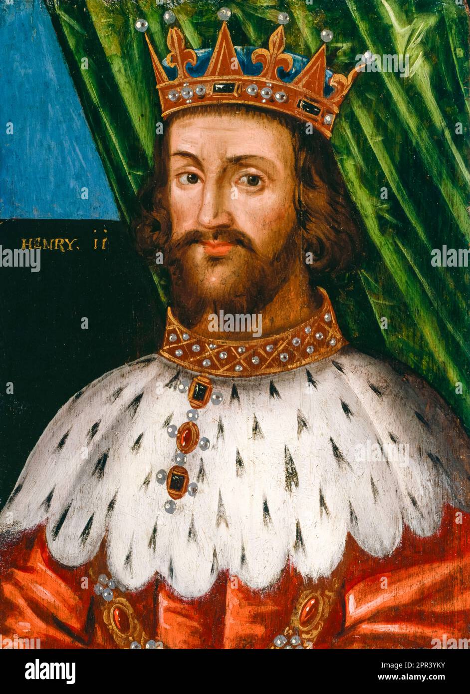Enrico II d'Inghilterra (1133-1189), Re d'Inghilterra (1154-1189), dipinto a olio su tavola, prima del 1626 Foto Stock