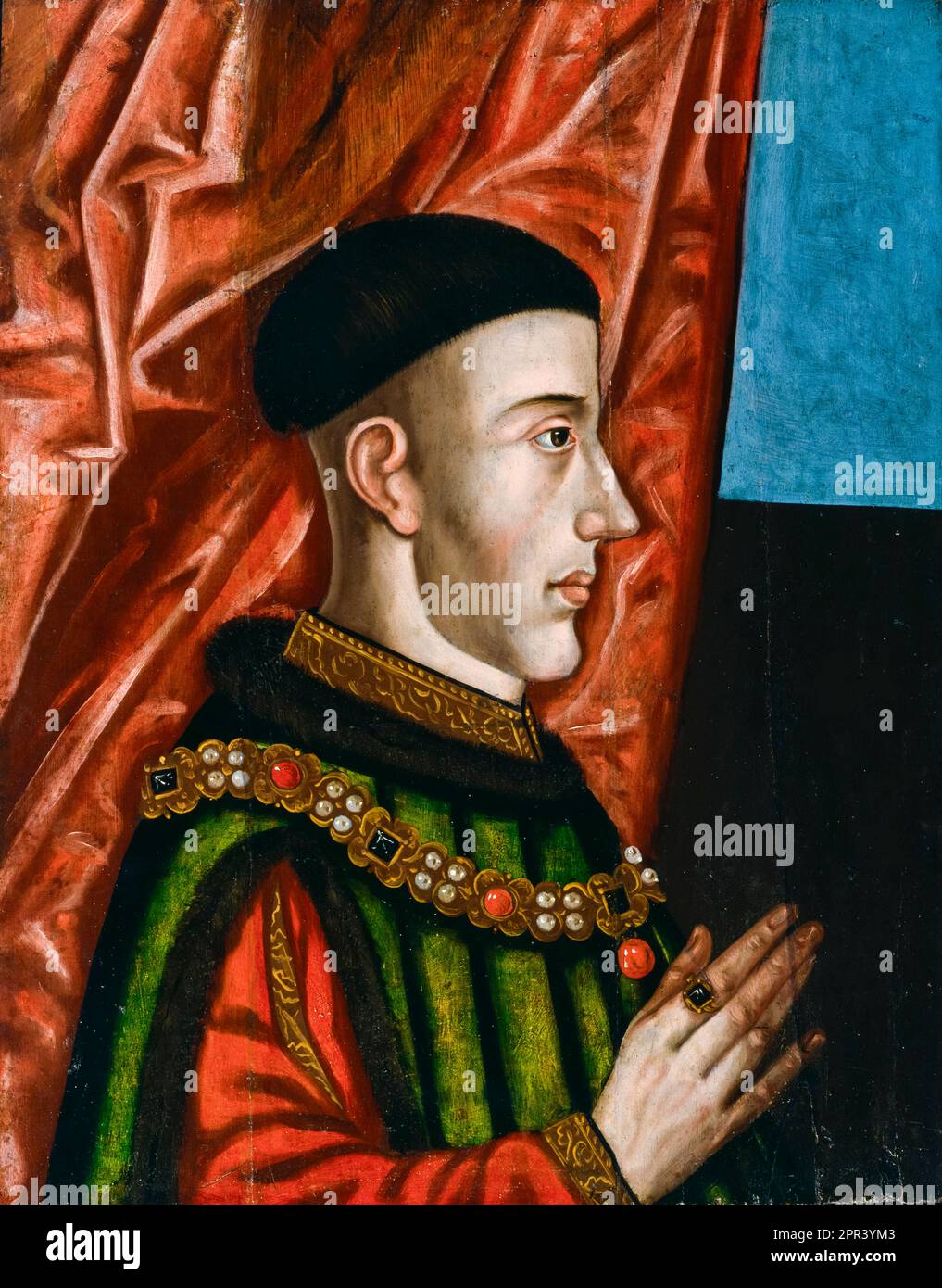 Enrico V d'Inghilterra (1386-1422), Re d'Inghilterra (1413-1422), ritratto dipinto ad olio su tavola, prima del 1626 Foto Stock