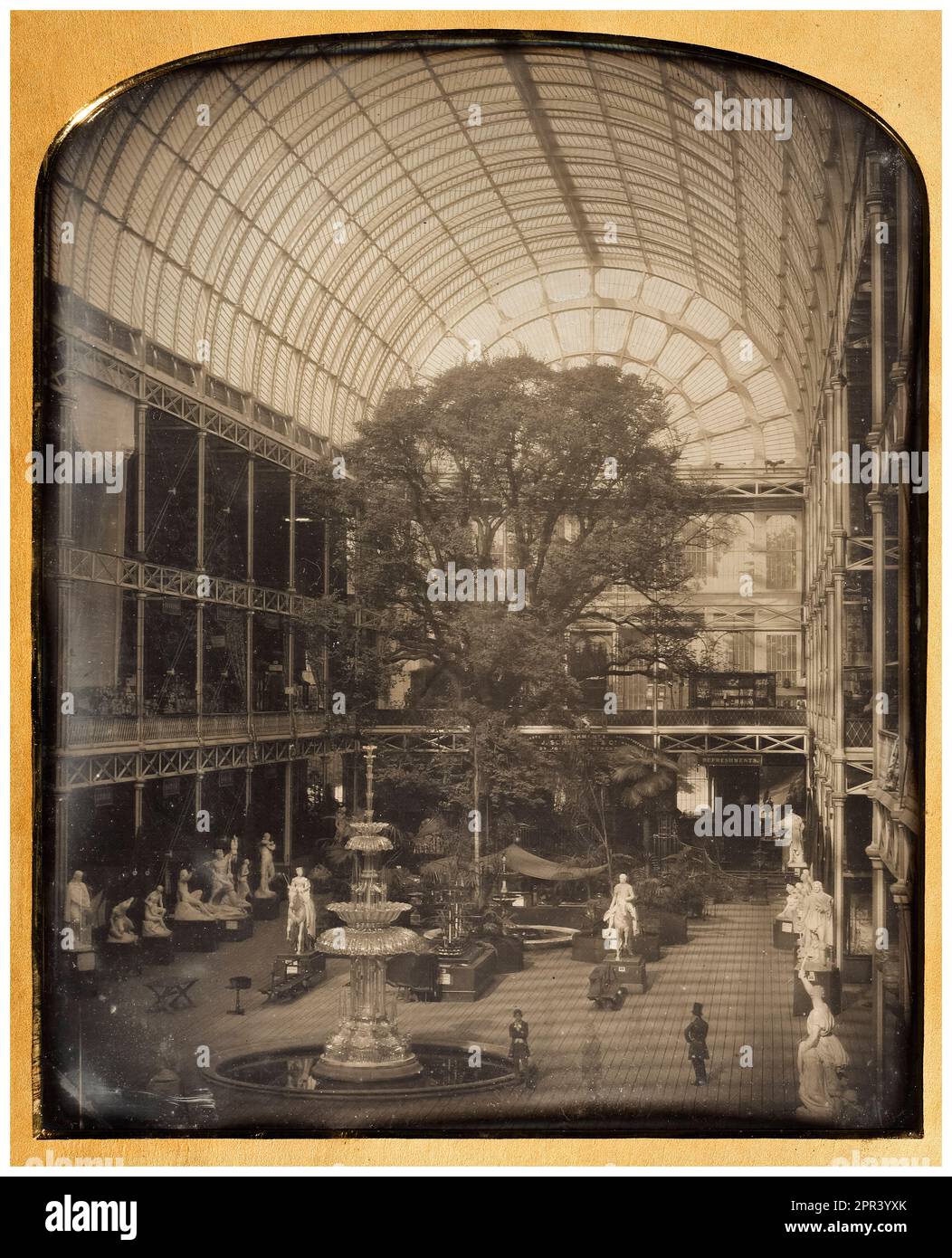 Interno del Crystal Palace costruito per la Grande Mostra 1851 a Londra, Inghilterra, Daguerreotype fotografia di John Jabez Edwin Mayall, 1851 Foto Stock