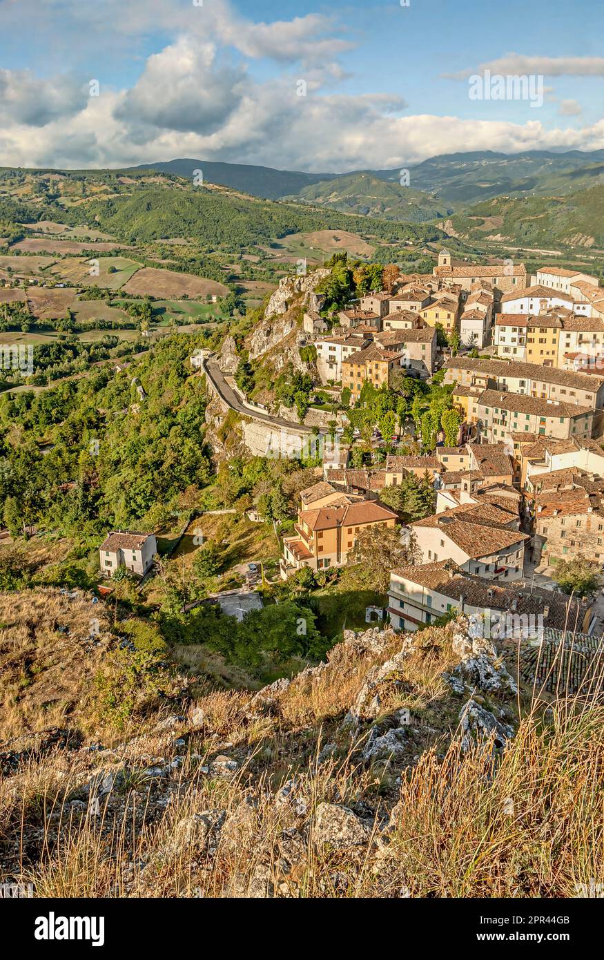 Villaggio montano Pennabilli nella Regione Emilia-Romagna Foto Stock