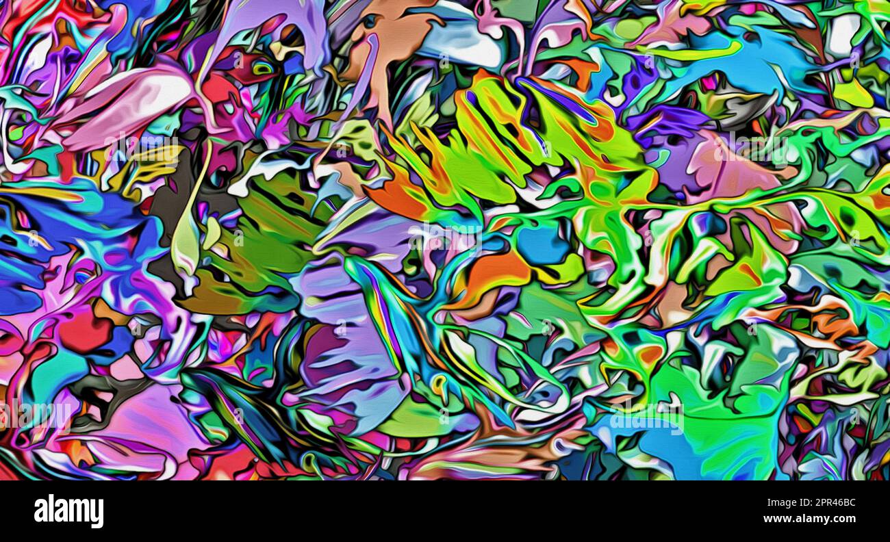 Struttura astratta frattale psichedelico di figure caotiche di varie forme e dimensioni Foto Stock