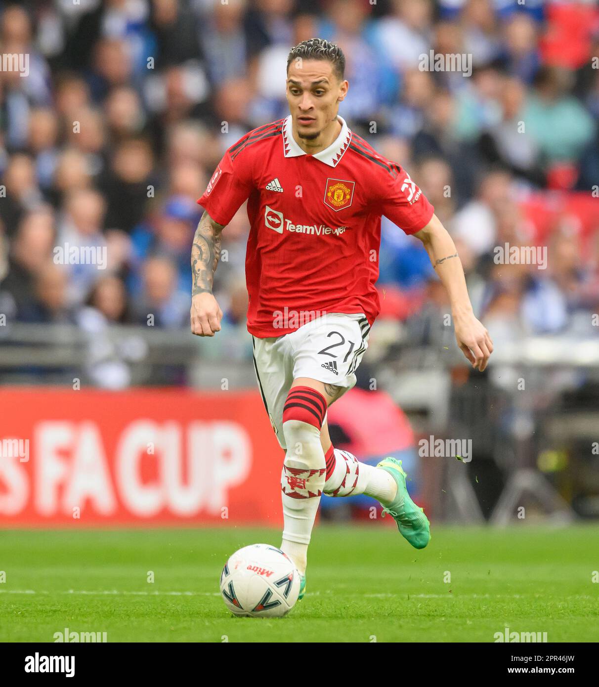 23 Apr 2023 - Brighton and Hove Albion v Manchester United - Emirates fa Cup - Semifinale - Stadio di Wembley. Antony del Manchester United durante la semifinale della fa Cup contro Brighton. Foto : Mark Pain / Alamy Live News Foto Stock