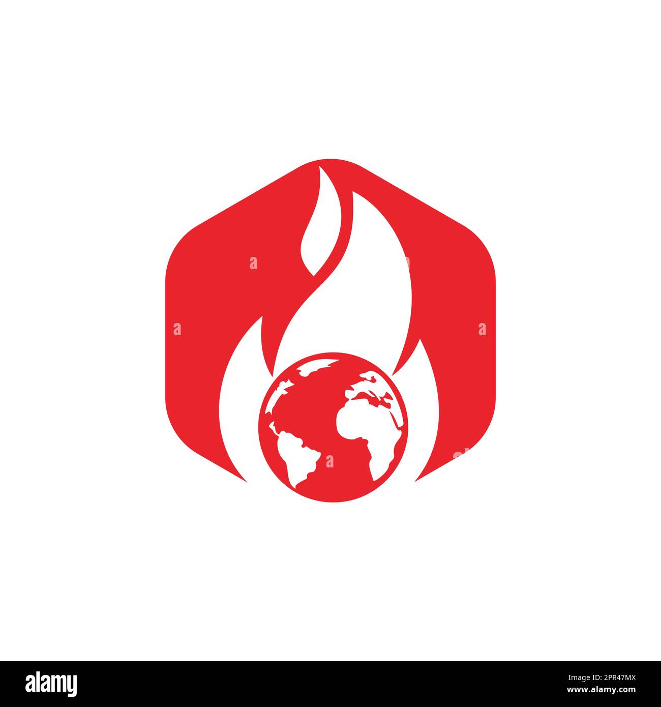 Modello di logo Fire Planet Vector. Design icona fuoco e terra. Illustrazione Vettoriale