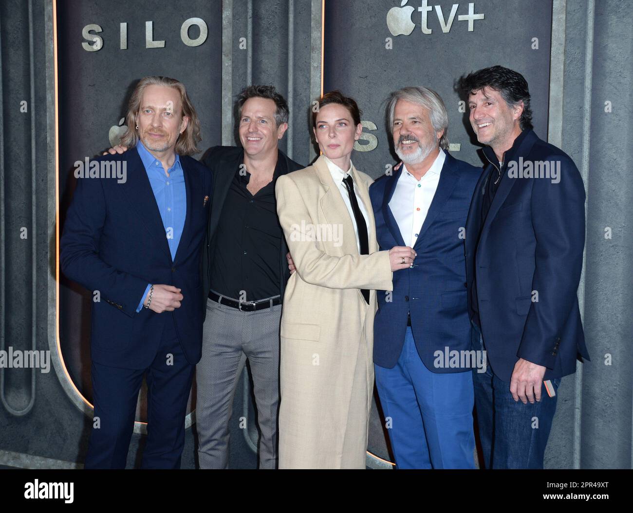 La foto deve essere accreditata ©Alpha Press 078237 25/04/2023 Morten Tyldum Hugh Howey Rebecca Ferguson Graham Yost e Jamie Erlicht Silo TV Series Premiere a Londra Foto Stock