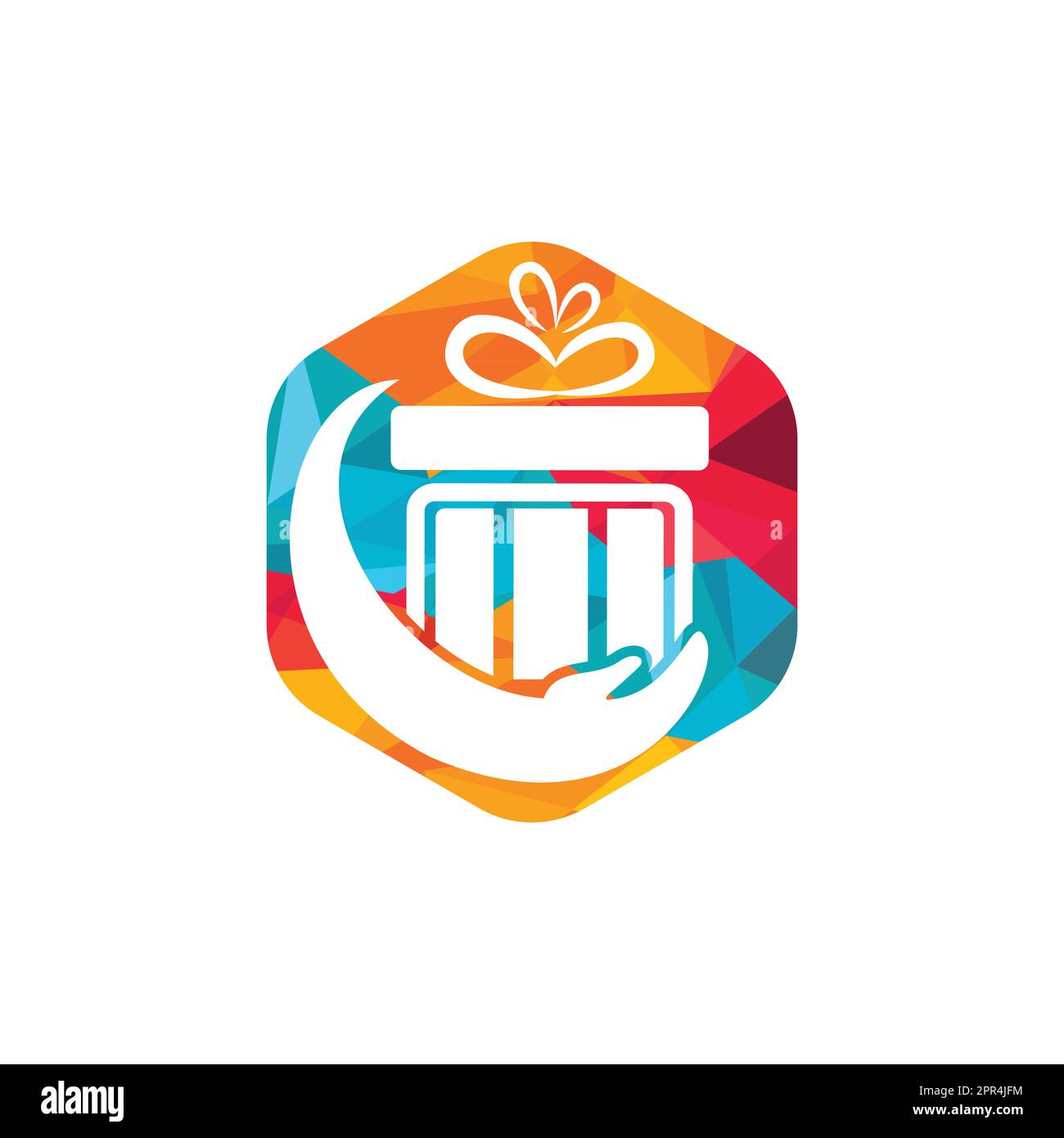 Modello di disegno del marchio del vettore di cura del regalo. Modello del logo del negozio di articoli da regalo. Illustrazione Vettoriale