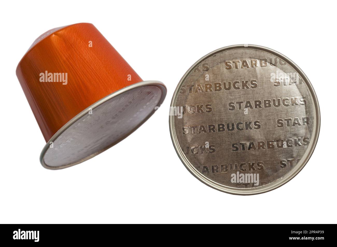 Starbucks Breakfast Blend caffè capsule caffè cialde di Nespresso isolato su sfondo bianco Foto Stock