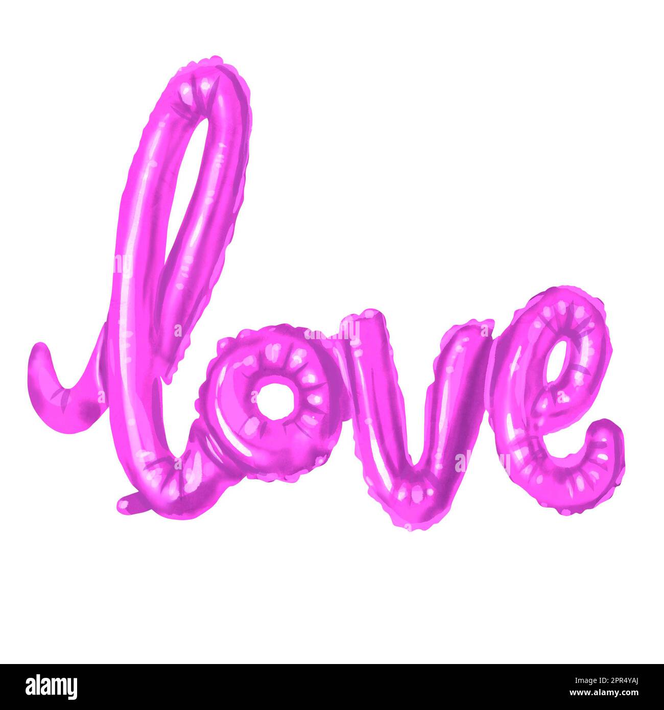 Palloncino rosa iscrizione AMORE. Rappresentazione realistica del giorno di San Valentino Foto Stock