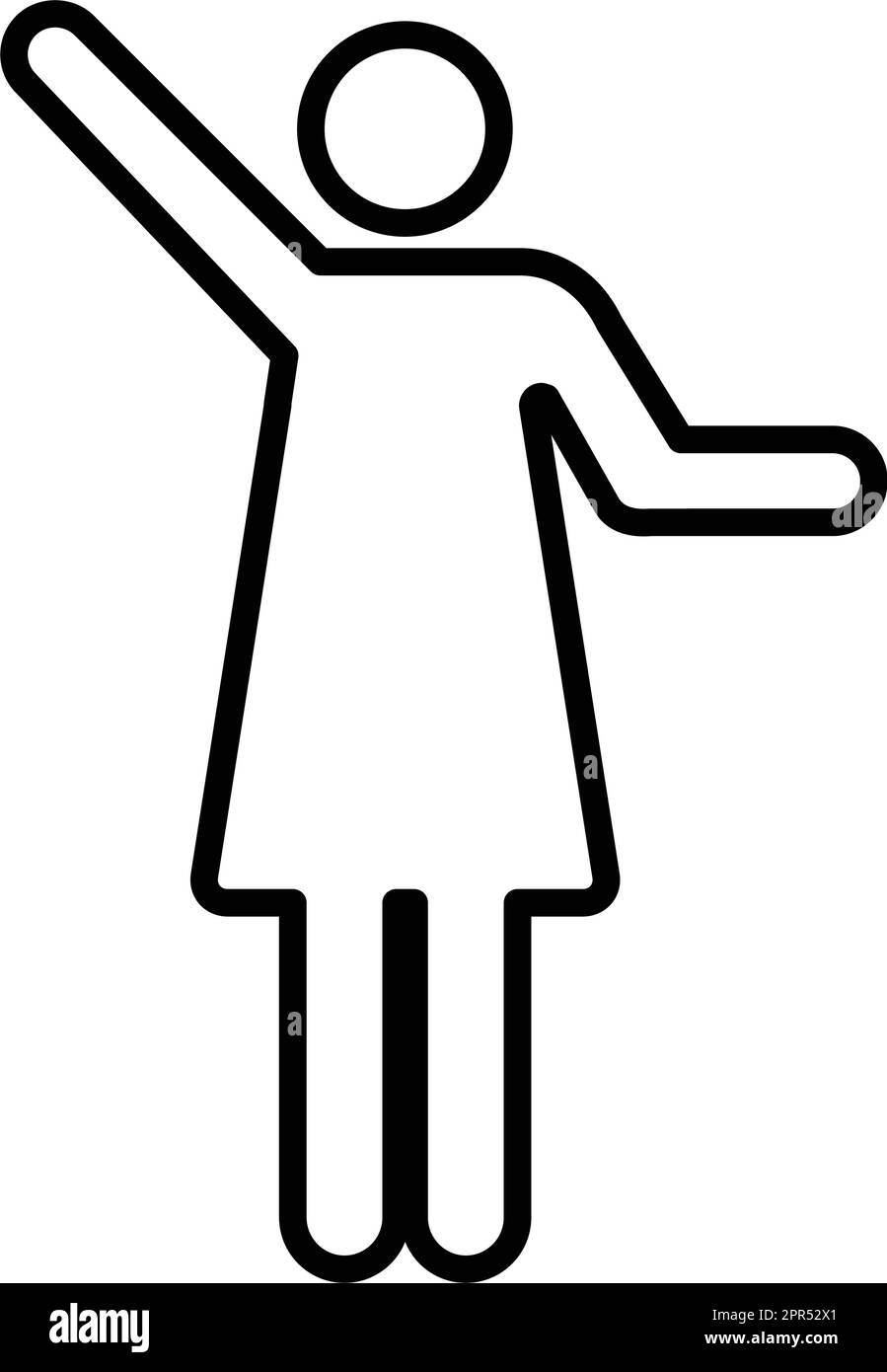 Donna braccia sollevate icona vettore donna persona con mani aperte simbolo in un pittogramma glifo illustrazione Illustrazione Vettoriale