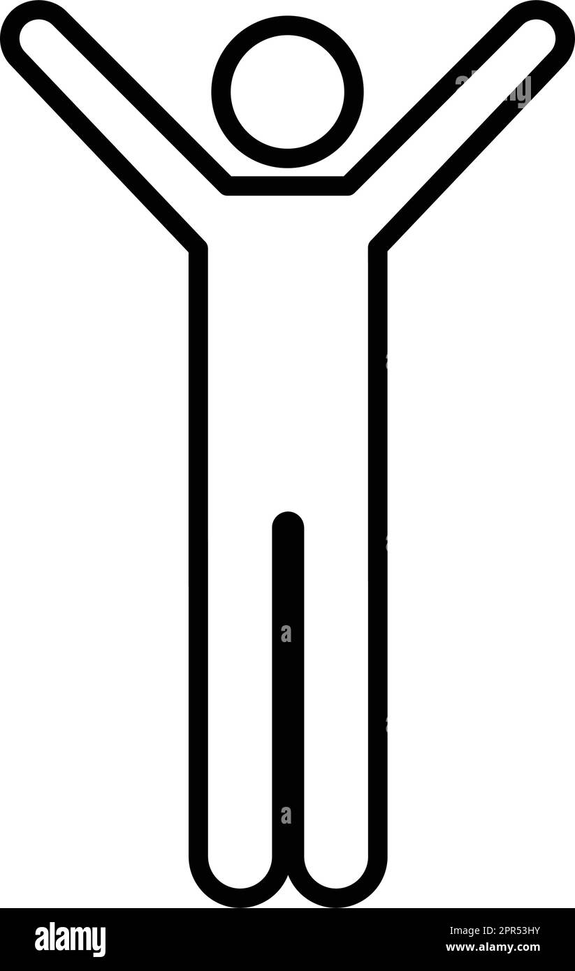 Uomo braccia sollevate icona vettore uomo persona con mani aperte simbolo in un pittogramma glifo illustrazione Illustrazione Vettoriale