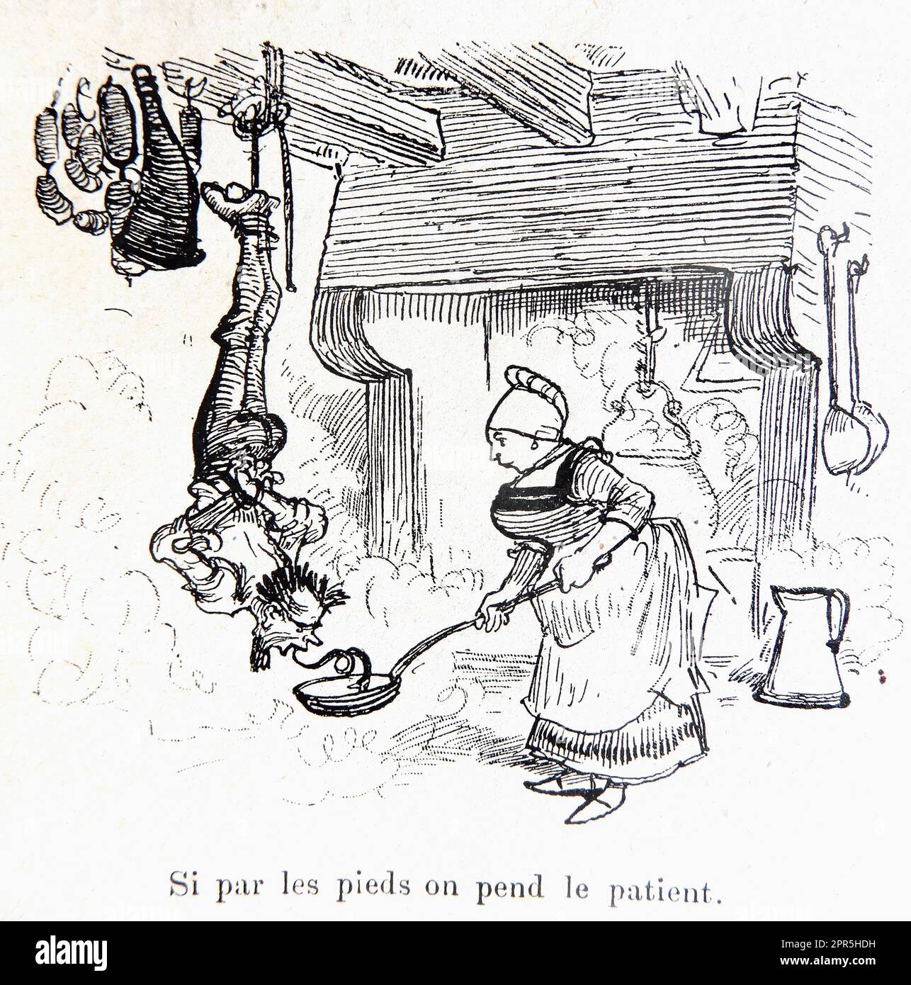 Albert Robida - se ai piedi noi abbiamo Hang il paziente - presto imparerà la sua lezione - 1886 Foto Stock