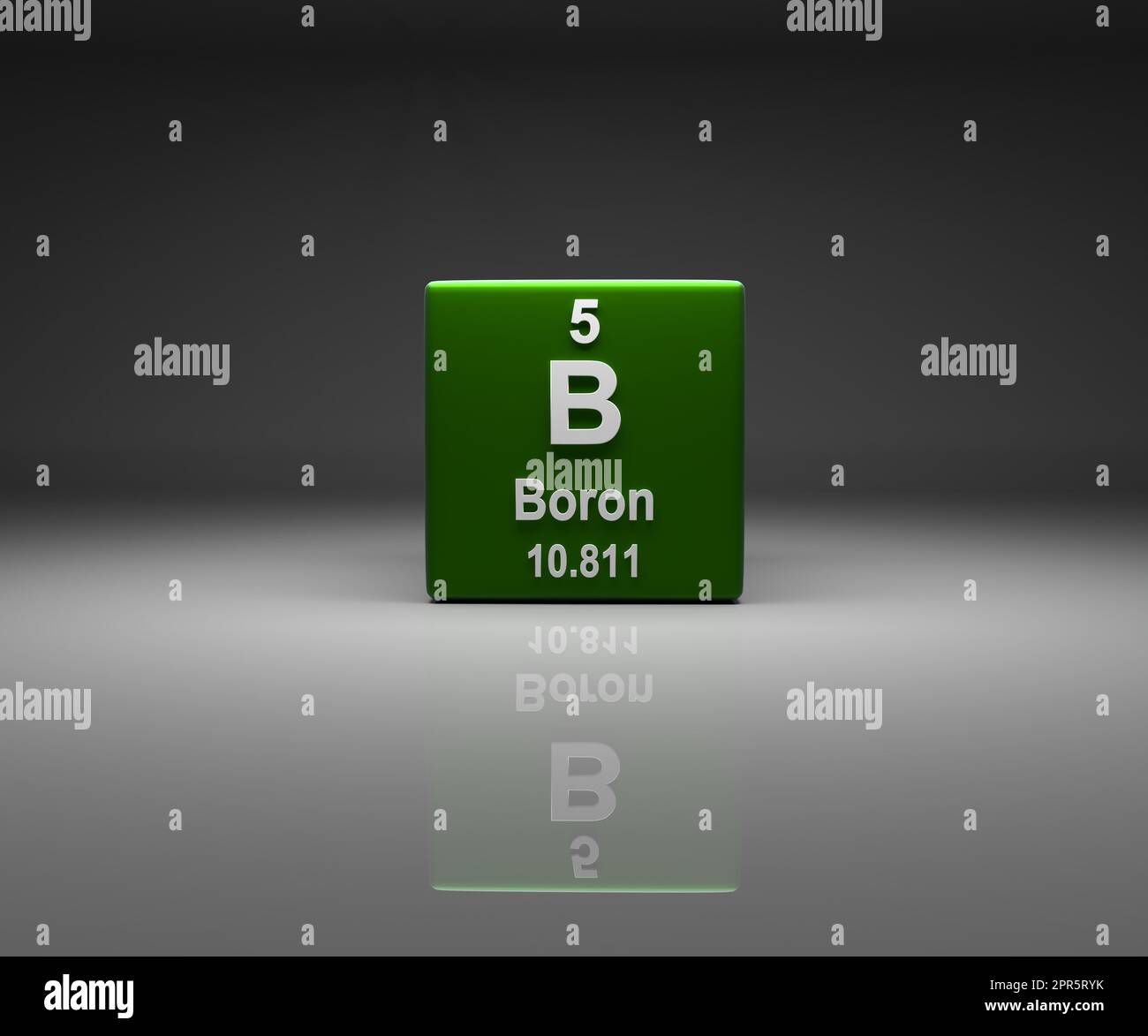 Cubo con tabella periodica Boron numero 5 Foto Stock