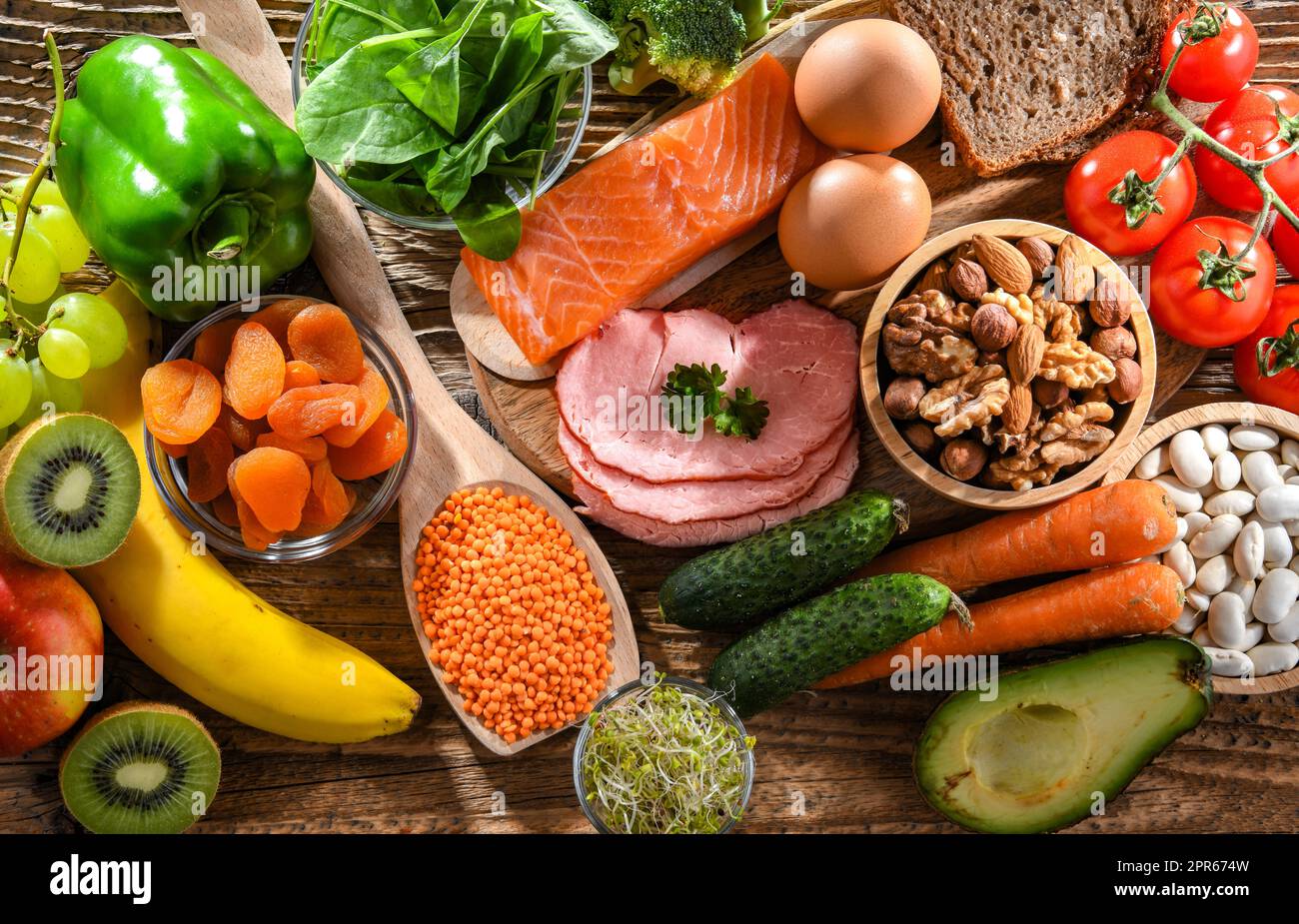 Prodotti alimentari consigliati per la gravidanza. Dieta sana Foto Stock