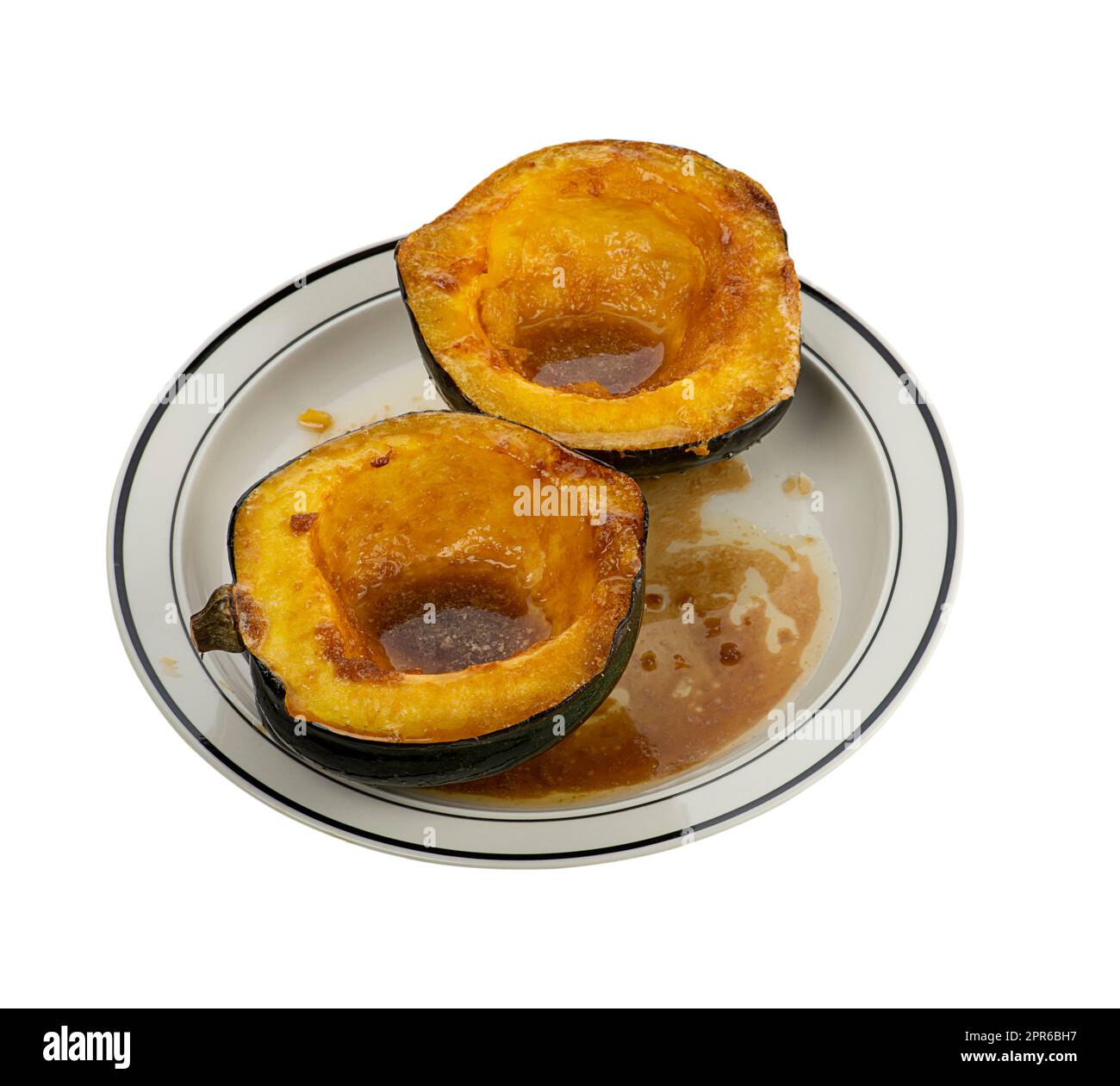 Zucca di mais cotta con zucchero di canna e burro iisolato su bianco Foto Stock