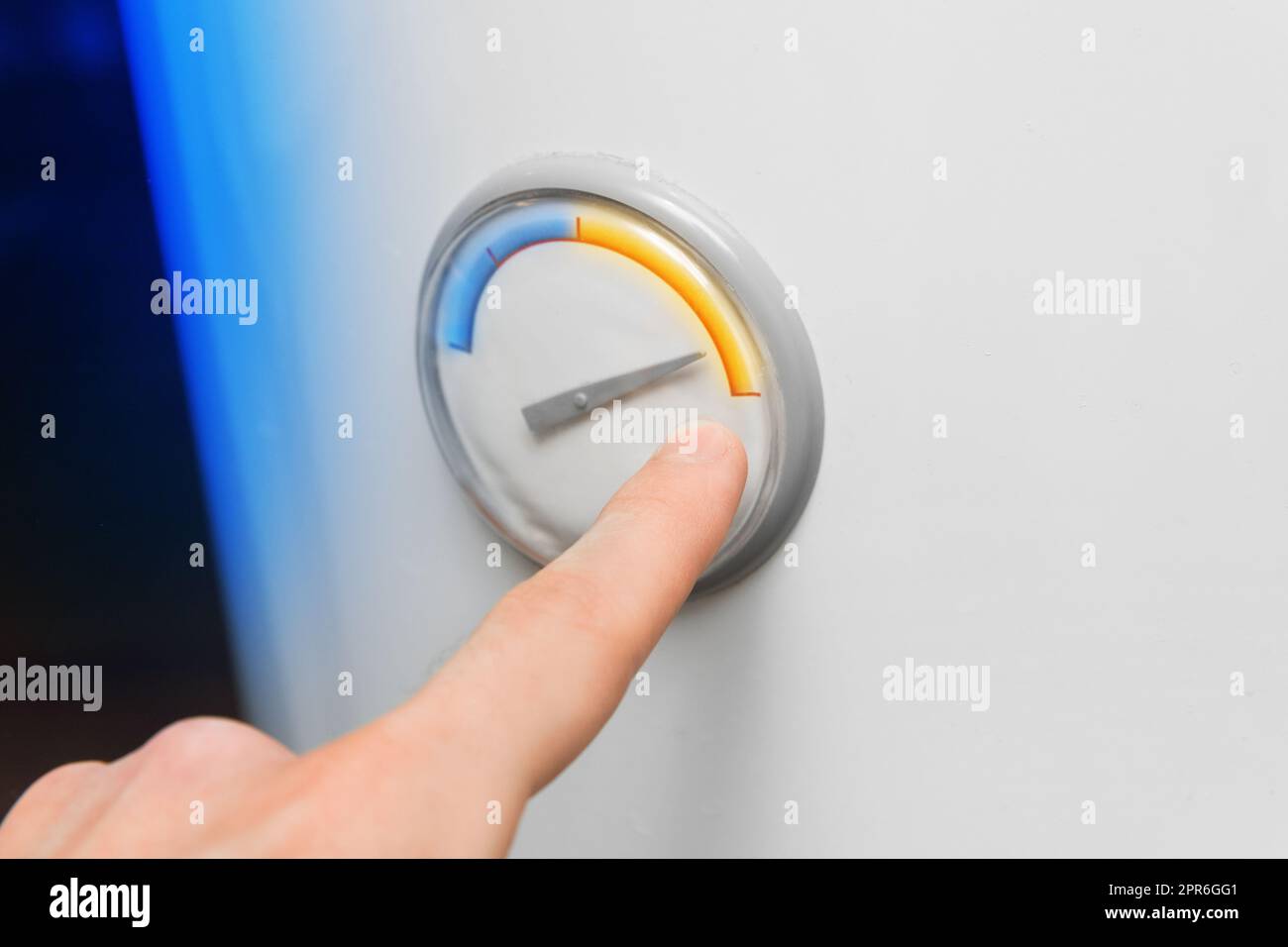 Temperatura caldaia termometro controllo manometro sistema indicatore acqua. Foto Stock