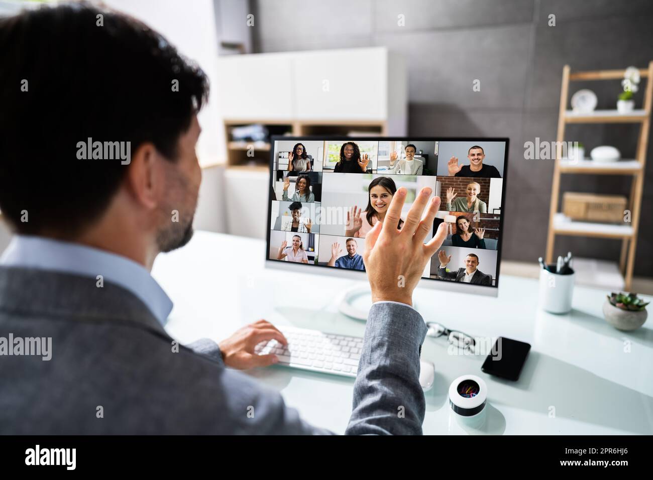 Webinar sulla videoconferenza online meeting HR Foto Stock