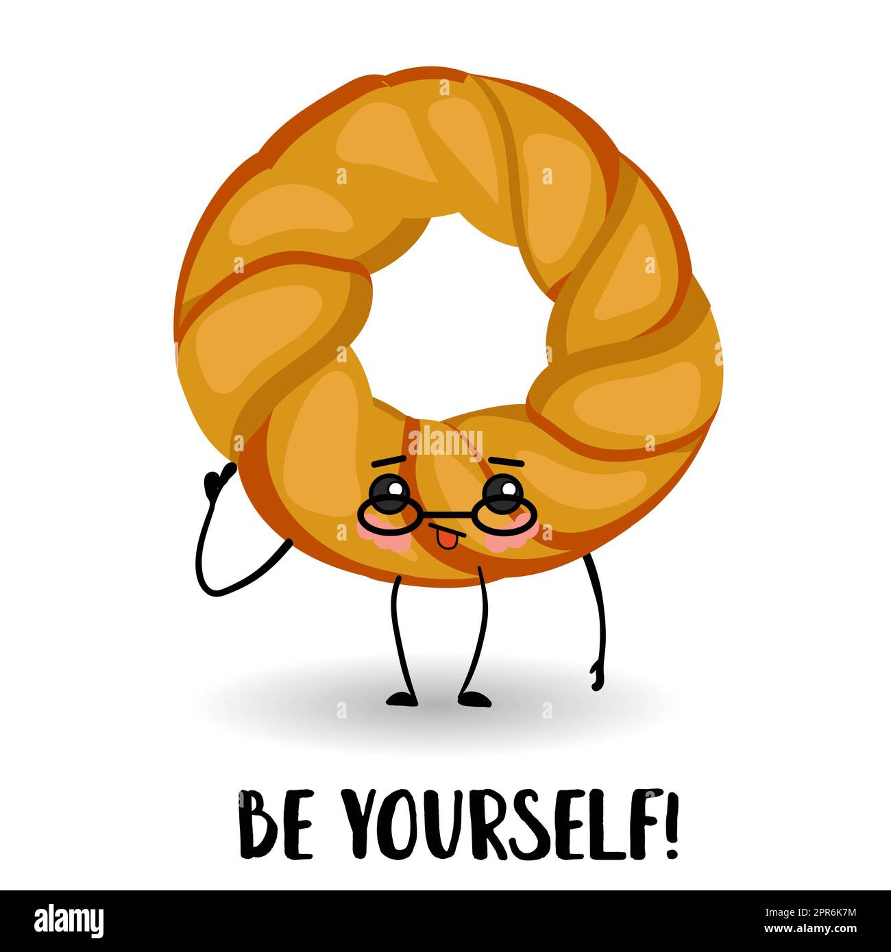 Pane ucraino kalach carattere. Gastronomia natalizia bun con ghiaccio o topping. simpatico personaggio beni cotti al forno con le braccia e le gambe Foto Stock