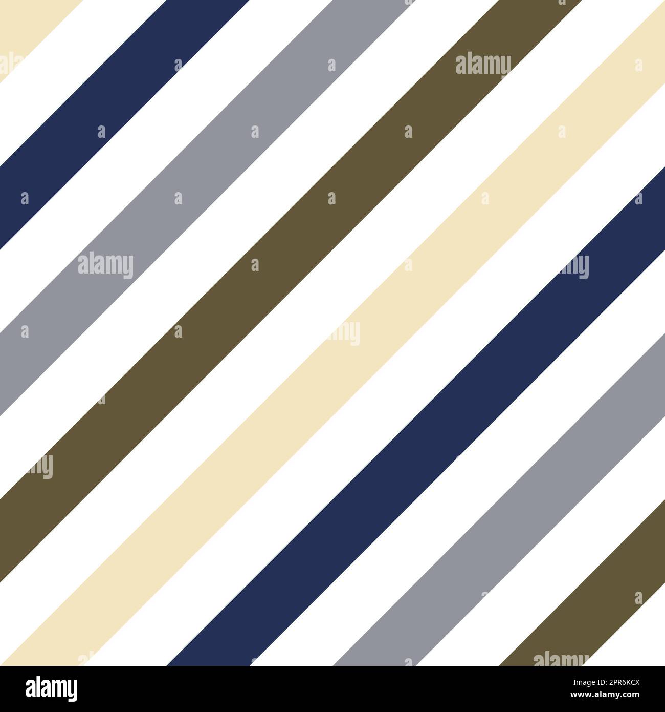 Striscia diagonale senza cuciture. Crema a contrasto, blu, grigio e verde oliva su sfondo bianco. Foto Stock
