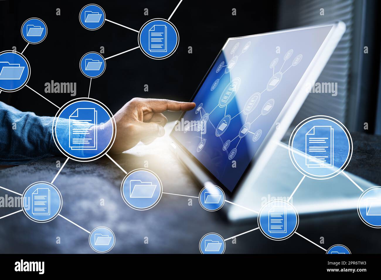 Sistema di gestione dei documenti aziendali. Sicurezza aziendale Foto Stock