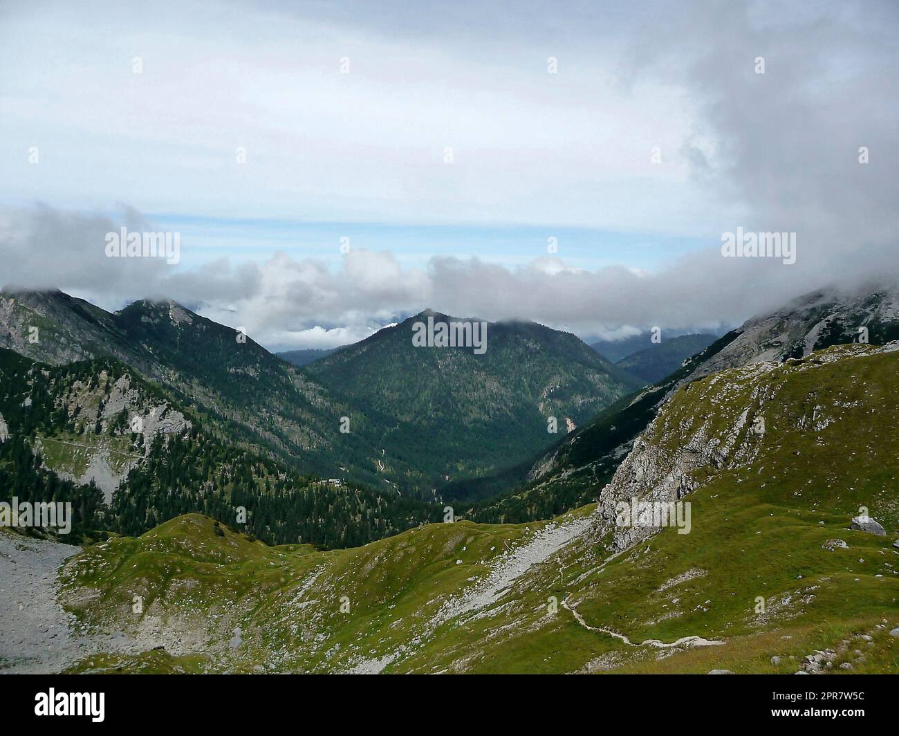 Escursione in montagna al monte Soiernspitze, Baviera, Germania Foto Stock