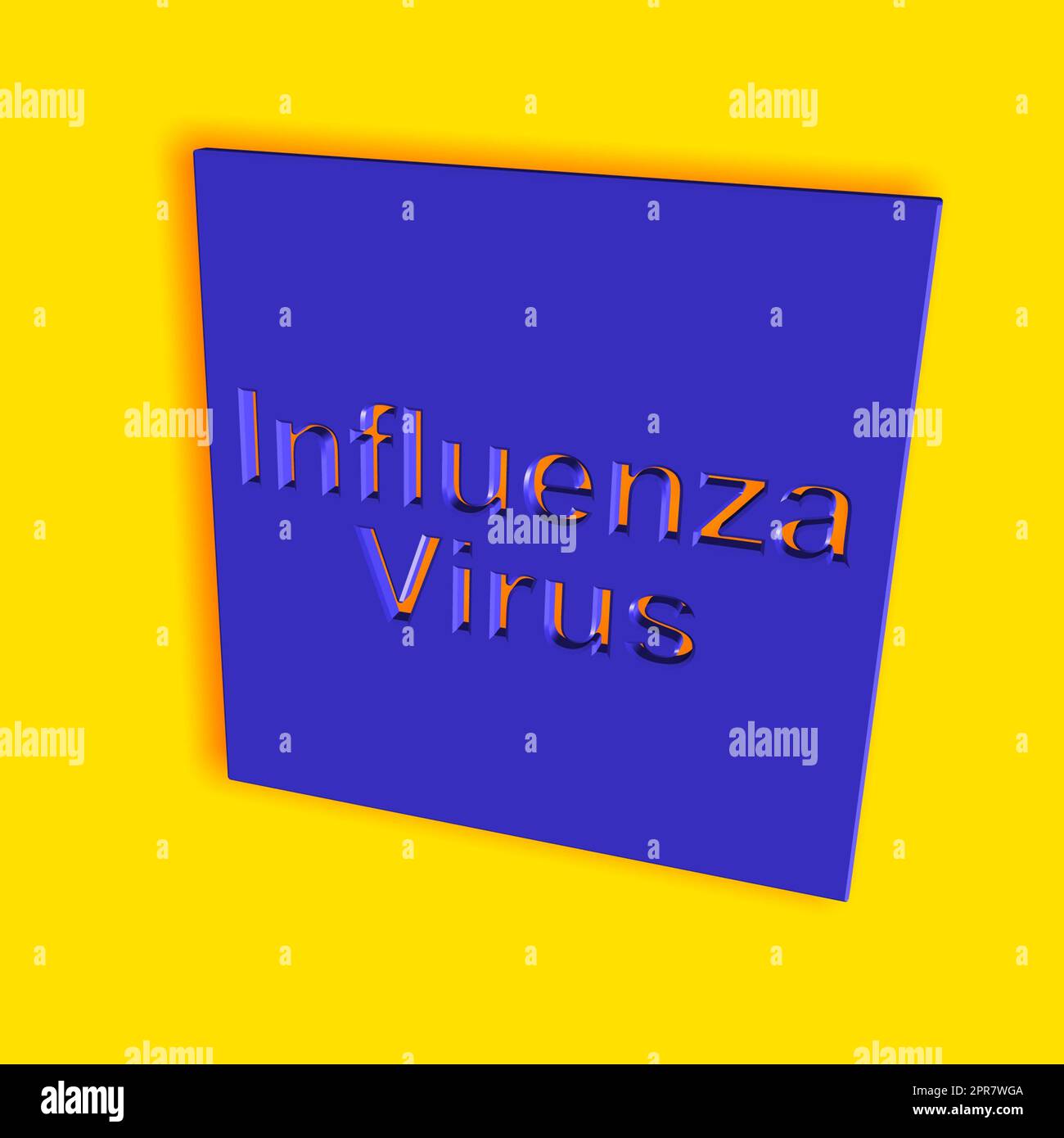 'Influenzavirus' = 'influenza virus' - parola, lettere o testo come illustrazione 3D, rendering 3D, computer grafica Foto Stock