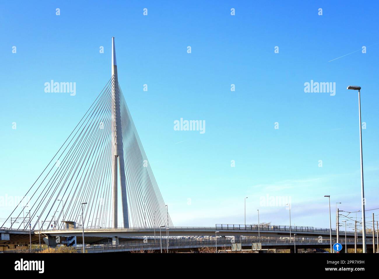 Ponte sospeso ADA sul fiume Sava Foto Stock