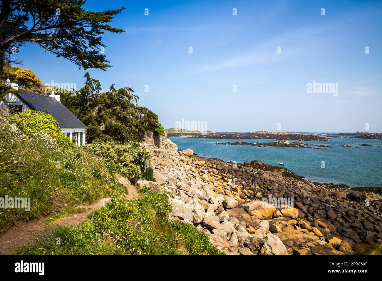 Chausey isola paesaggio e costa, Bretagna, Francia Foto Stock