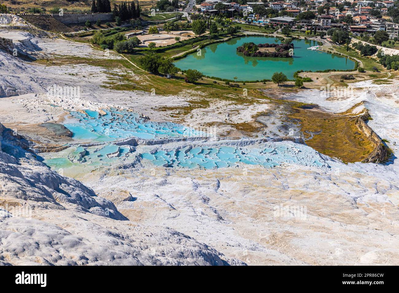 bagni termali naturali a pamukkale. Foto Stock