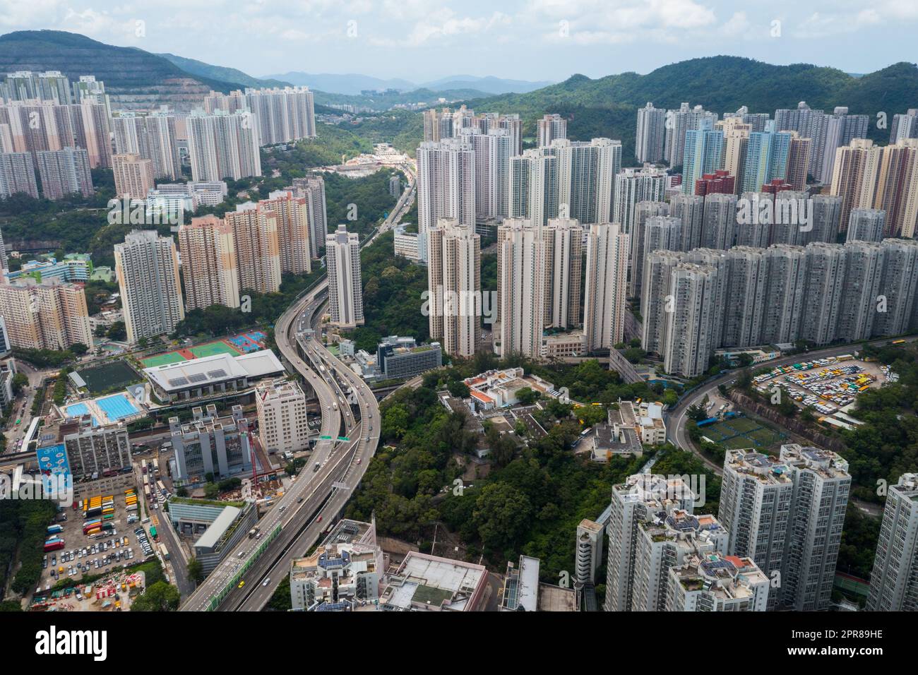 Kwun Tong, Hong Kong 20 luglio 2021: La città di Hong Kong dall'alto Foto Stock