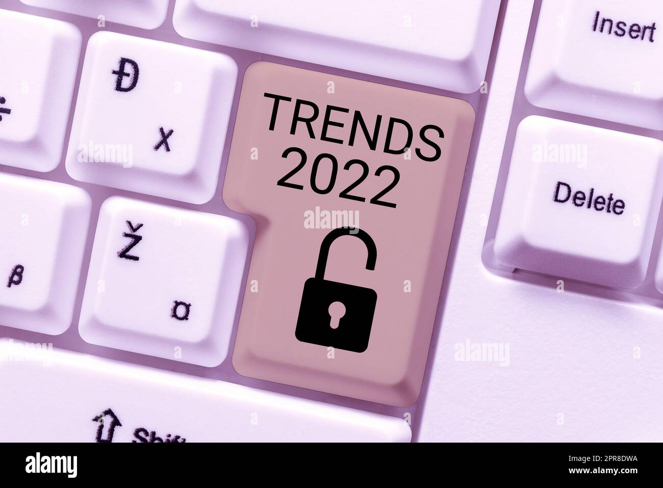 Segno di testo che mostra i trend 2022. Idea di business anno prossimo prevalente tendenza ampiamente discusso Online -48539 Foto Stock