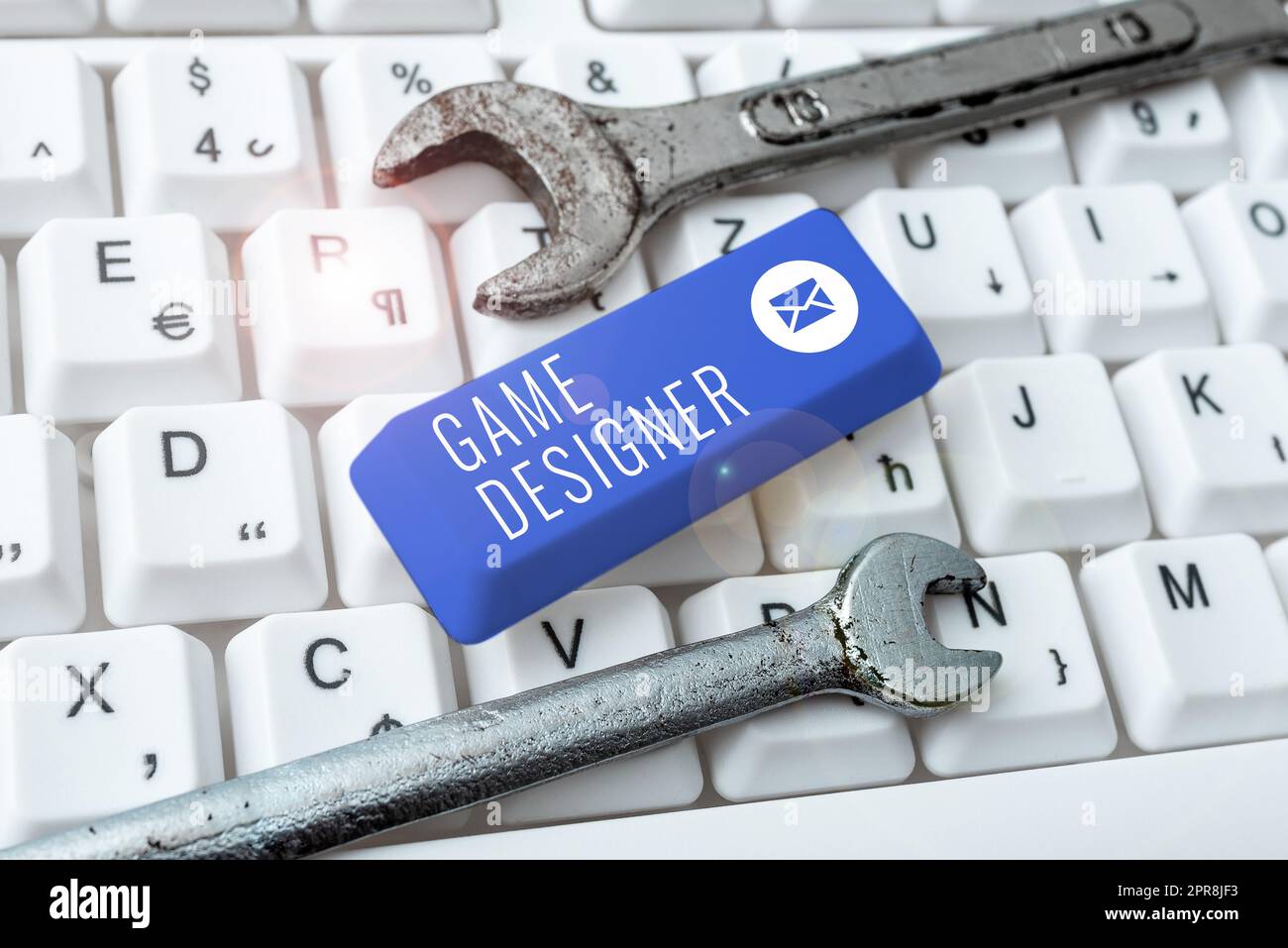 Segno che mostra Game Designer. Concetto significato campagna programmatori pixel Scripting console 3D Grafica -48977 Foto Stock