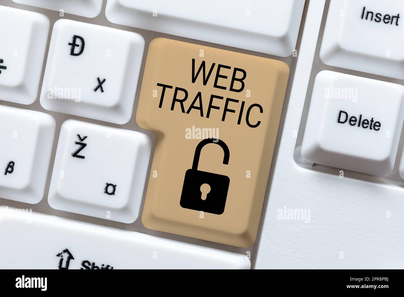 Segnale di scrittura a mano traffico Web. Internet Concept quantità di dati inviati e ricevuti dai visitatori di un sito web -48539 Foto Stock