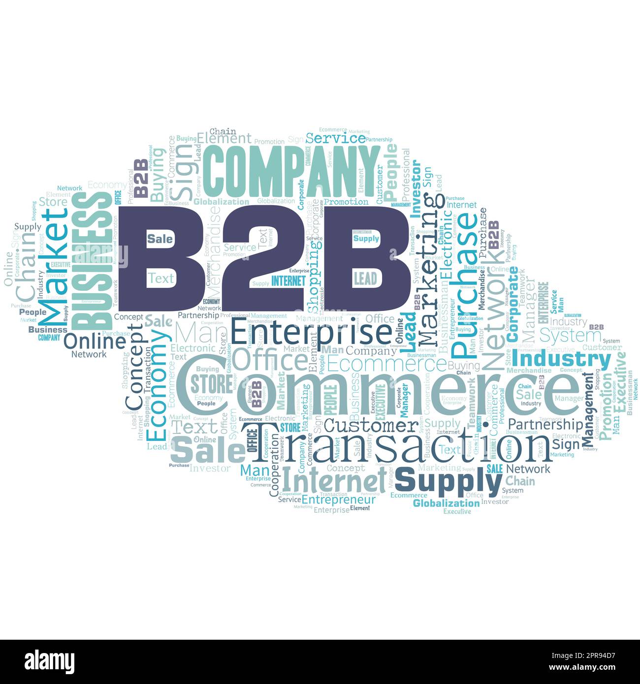 Nuvola di parole a forma di UFO con B2B parole. Partnership Aziende Supply Chain Merger Leads Rivendete Illustrazione Vettoriale