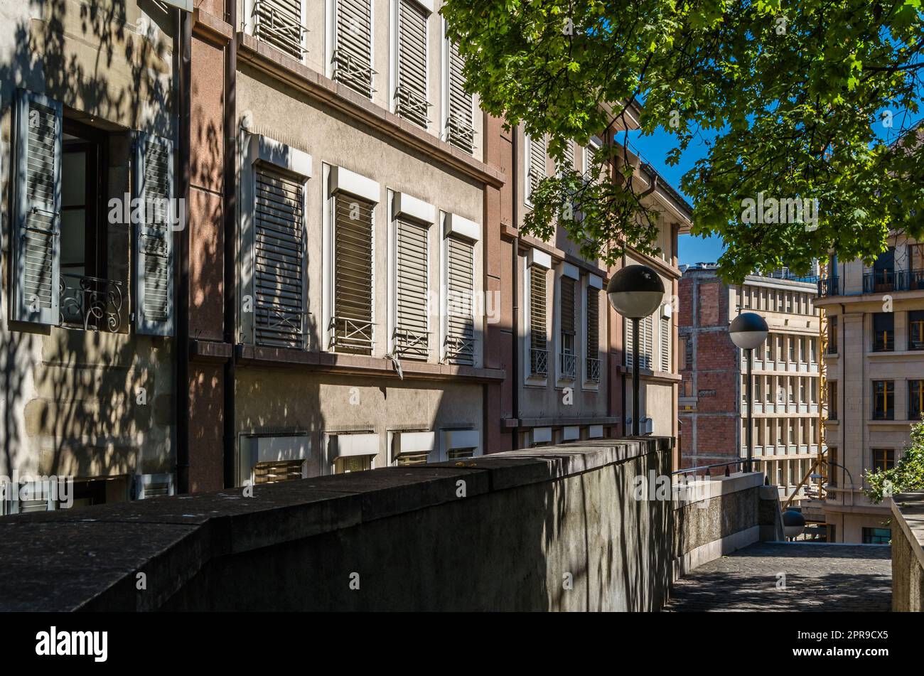 Dettagli architettonici nella città di Ginevra, Svizzera Foto Stock