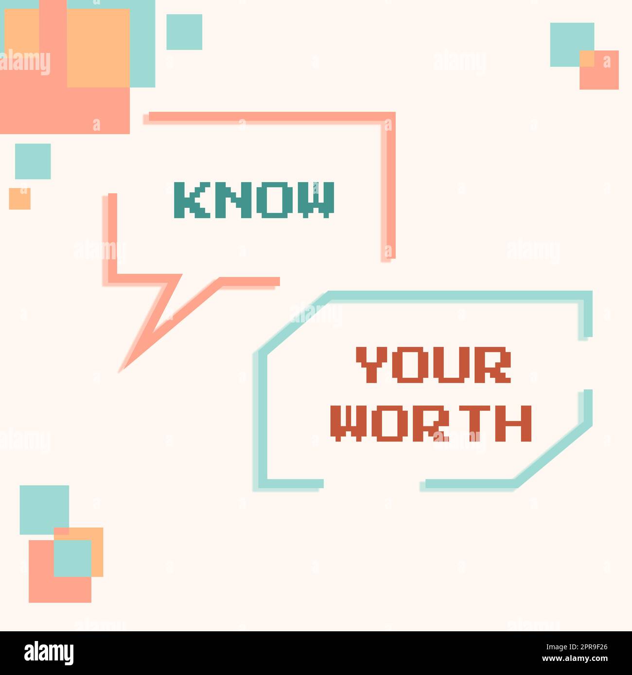 La didascalia concettuale conosce il suo valore. Word for essere a conoscenza del valore personale dei benefici salariali meritati caselle di messaggio vuote che mostrano i banner per la pubblicità aziendale. Foto Stock