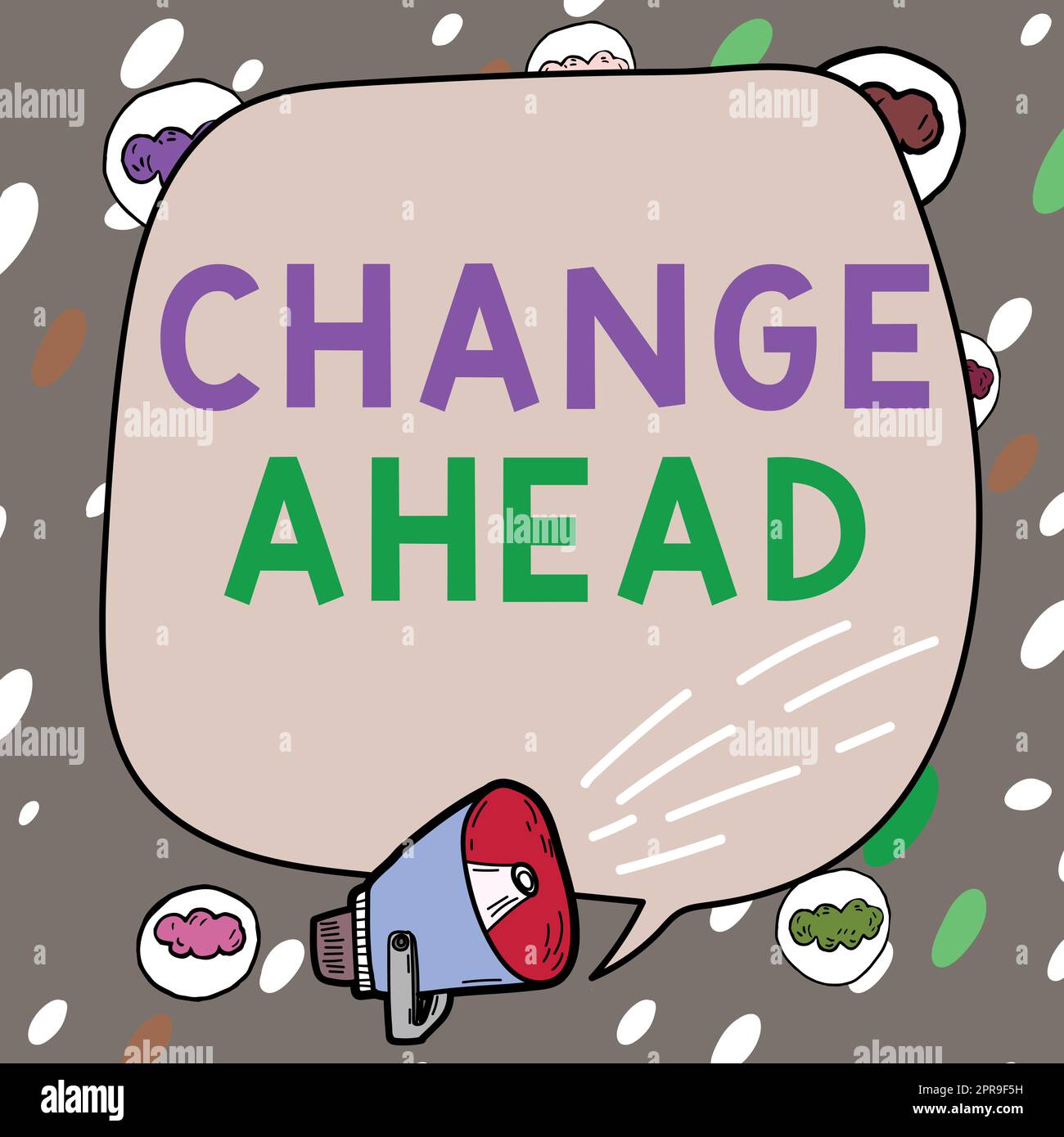 Il testo della calligrafia cambia in anticipo. Vetrina aziendale alcune modifiche in attesa di avvenire cornice standby prospettiva coperta da simboli vocali display che annunciano gli altoparlanti. Foto Stock