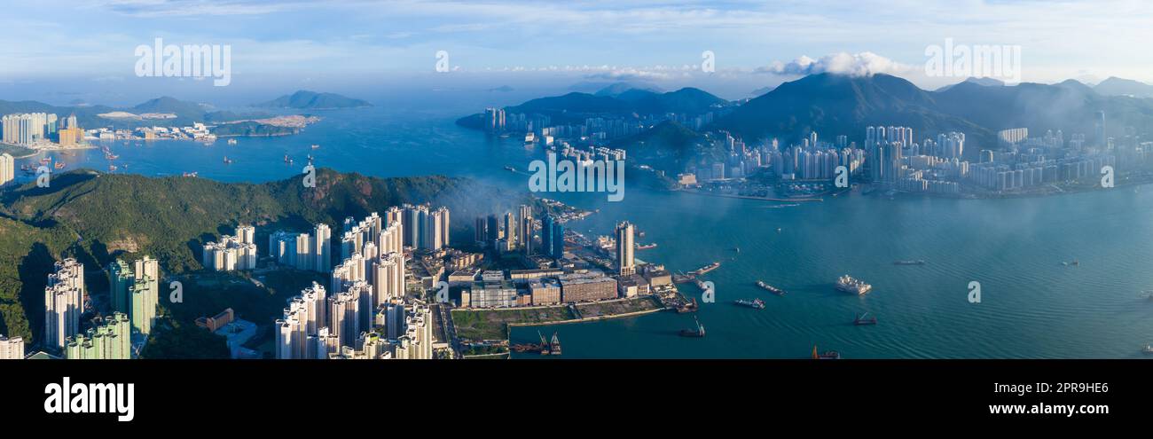 Hong Kong 09 settembre 2019: Vista aerea della città di Hong Kong Foto Stock