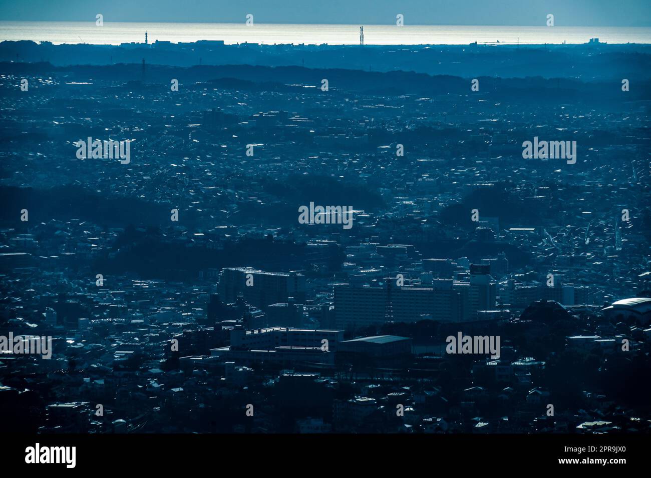 Paesaggio urbano visto dalla torre di riferimento di Yokohama Foto Stock